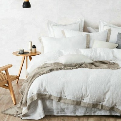 Natural French Linen 100% Flax Bed Bedding Duvet Cover Sheet Set