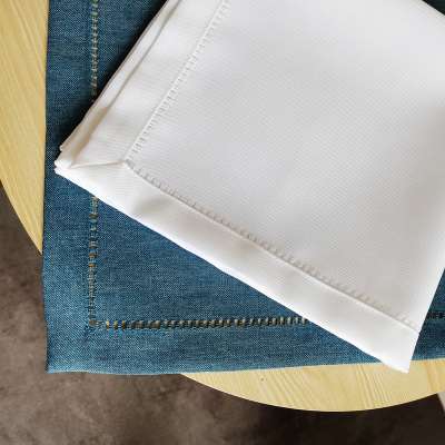 Customizable stone washed linen fabrics hem stitched napkin 100% linen for dining