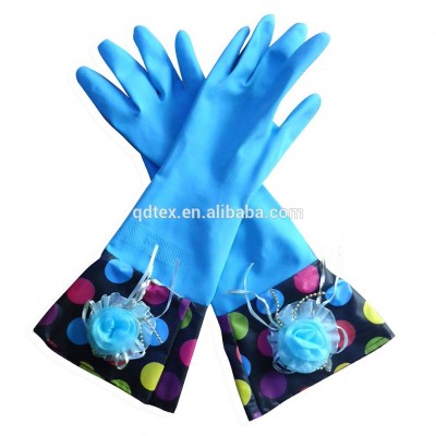 Household and Outdoor Durable Dishwashing Women's Wash  Long Cuff Latex Gloves