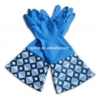 QDTEX  Long cuff household latex rubber gloves print gloves