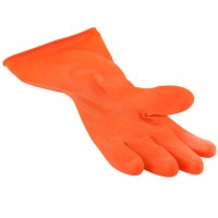 kitchen cleaning flocklined yellow latex household gloves/wash gloves/oil resistant long latex gloves for household