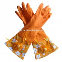 QDTEX long cuff supplier various type kitchen Latex long rubber gloves