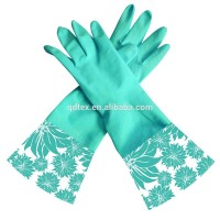 QDTEX kitchen printed rubber gloves Latex household cleaning gloves