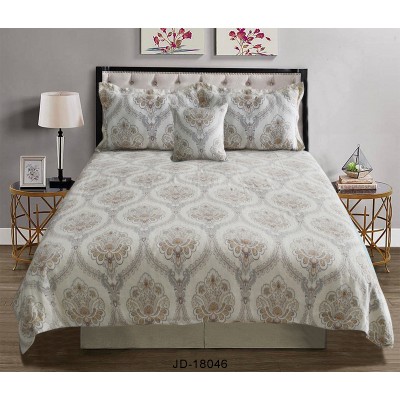 King Size Bed Comforter Set, pure linen Print Bedding Set